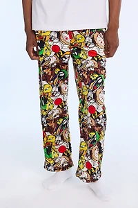 Mens Looney Tunes Fleece Pajama Pant - Black /