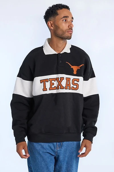 Mens Texas Longhorns Colour Block Polo Sweatshirt - Black /