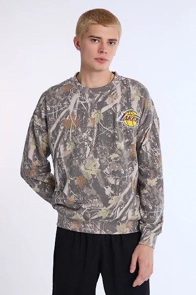 Mens LA Lakers Tree Camo Oversized Sweatshirt - Camouflage /