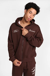Ford Bronco Graphic Zip-Up Hoodie - Brown /