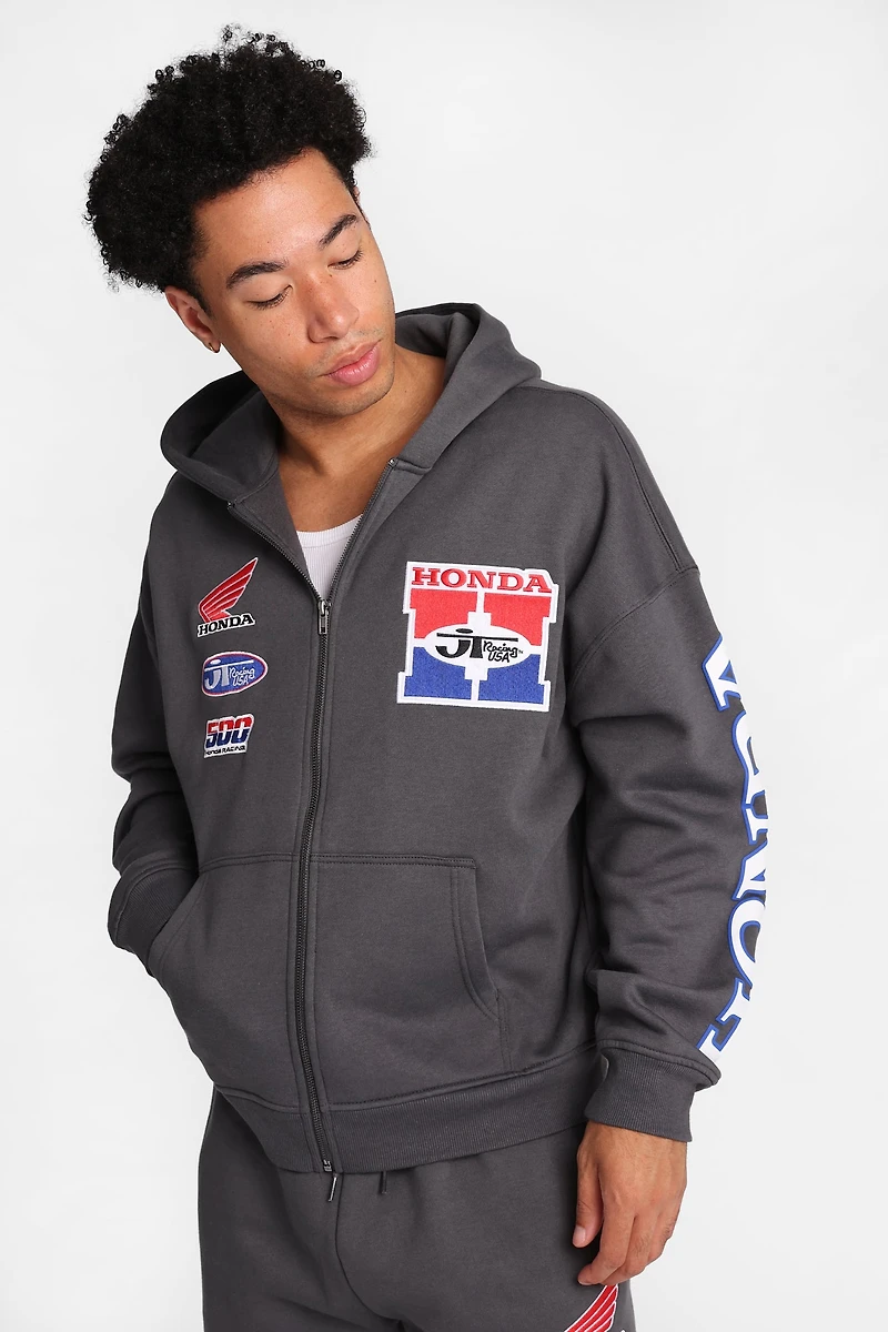 Honda Racing Graphic Zip-Up Hoodie - Dark Grey /