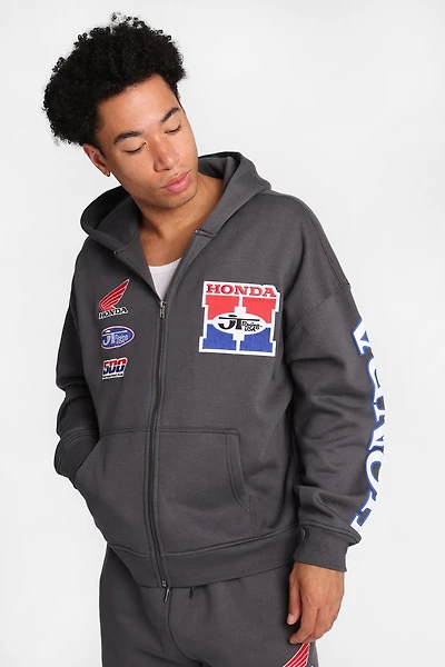Honda Racing Graphic Zip-Up Hoodie - Dark Grey /