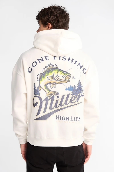 Miller Gone Fishing Graphic Hoodie - White /