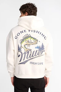 Miller Gone Fishing Graphic Hoodie - White /
