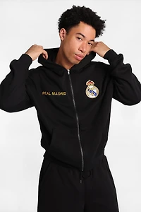 Real Madrid Graphic Zip-Up Hoodie - Black /