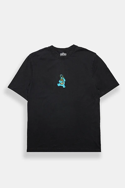 Cookie Monster Embroidered Oversized Tee - Black /