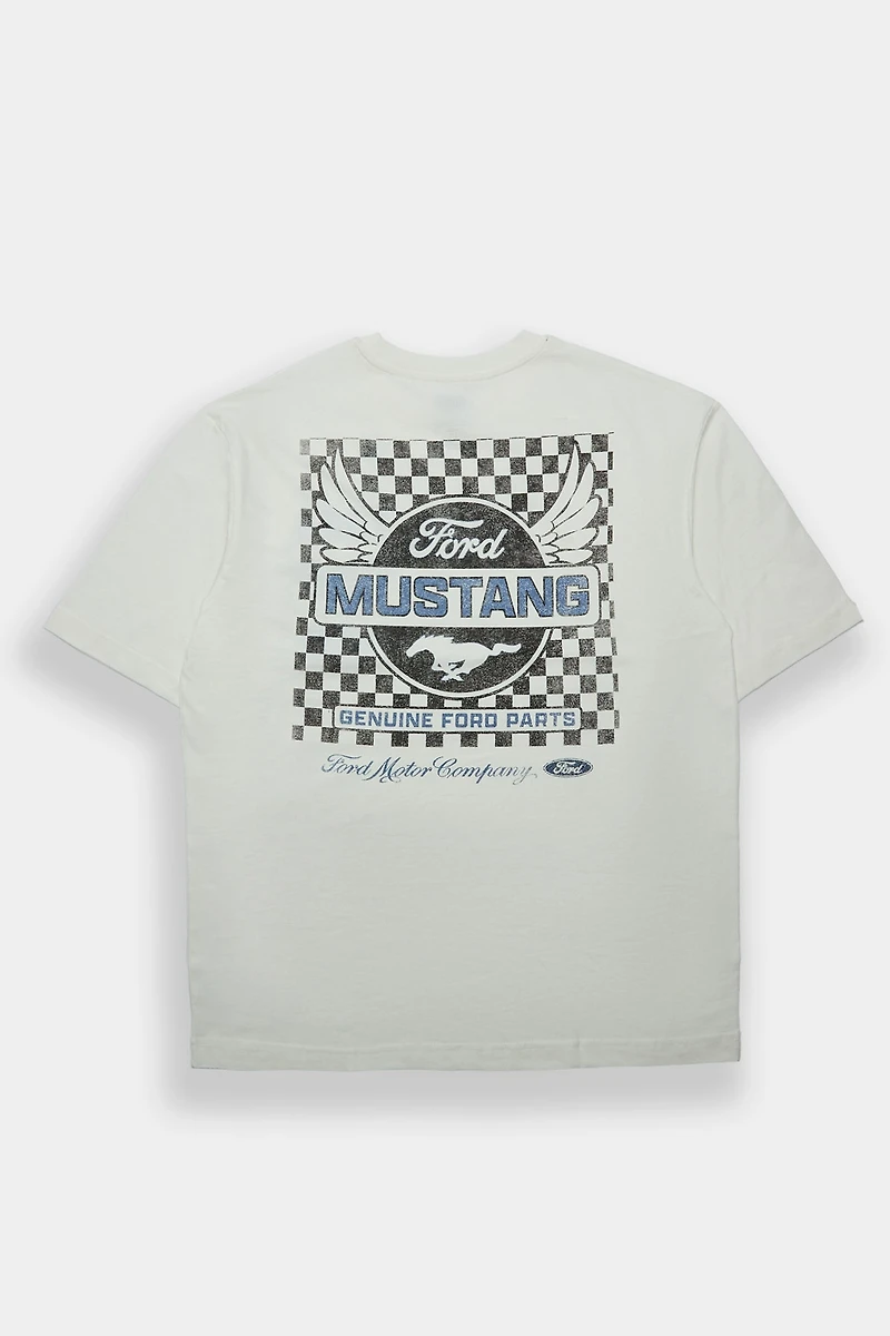 Ford Mustang Graphic Oversized Tee - White /
