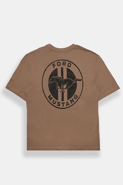 Ford Mustang Oversized Graphic Tee - Tan /