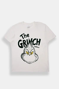 Mens The Grinch Flocked Graphic T-Shirt - Cream /
