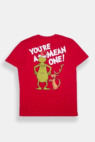 Mens The Grinch You're A Mean One Graphic T-Shirt - Red /