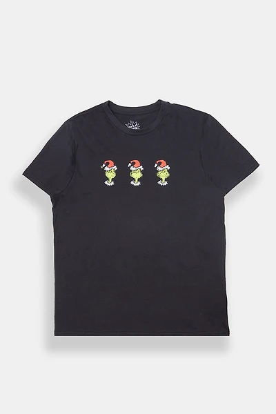 Mens The Grinch Embroidered Graphic T-Shirt - Black /