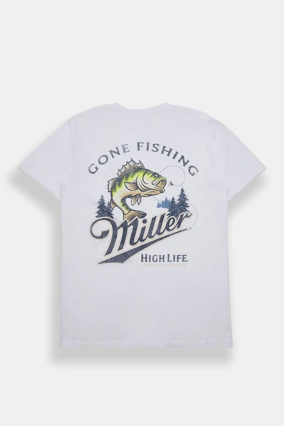 Miller High Life Gone Fishing Graphic Tee - White /