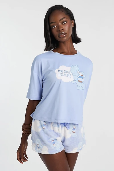 Care Bears More Coffee 2-Piece Pajama Tee & Shorts Set - Light Blue /