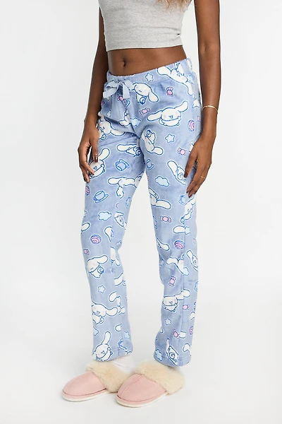Cinnamoroll Cupcake Plush Pajama Pants - Blue /