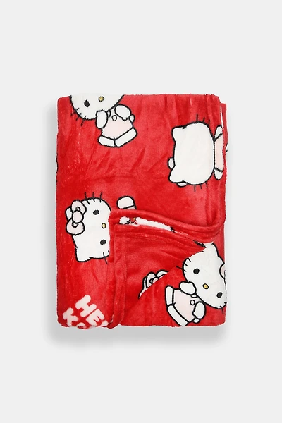 Hello Kitty Plush Throw Blanket - Red / O/S