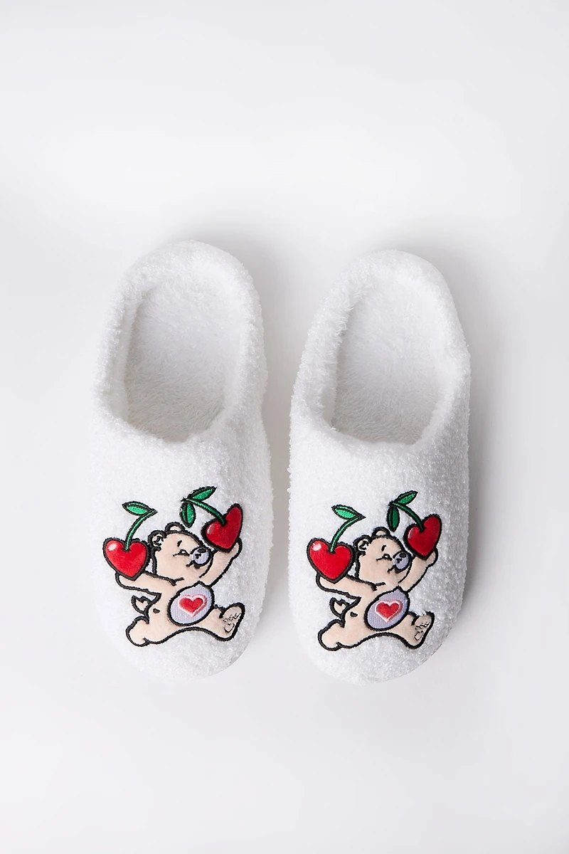 Care Bears Heart Cherries Plush Slippers - White /