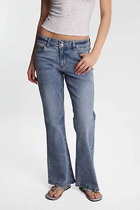 AERO Low Rise Flare Jeans - Medium Blue / Reg