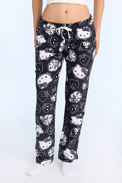 Hello Kitty & Kuromi Halloween Plush Pajama Pant - Black /