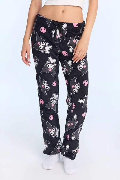 Kuromi Plush Pajama Pant - Black /