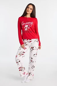 Peanuts Snoopy Cafe 2-Piece Pajama Set - White /
