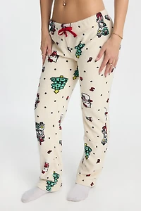 Hello Kitty Christmas Tree Plush Pajama Pant - Cream /