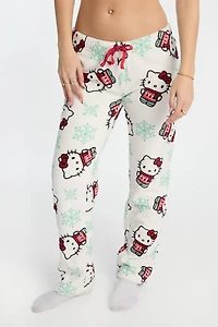 Hello Kitty Snowflake Plush Pajama Pant - White /
