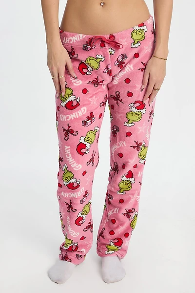 The Grinch Grinchy Plush Pajama Pant - Pink /