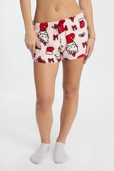 Hello Kitty Stocking Plush Pajama Shorts - Light Pink /