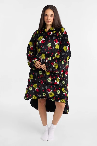 The Grinch Ornaments Oversized Blanket Hoodie - Black / O/S