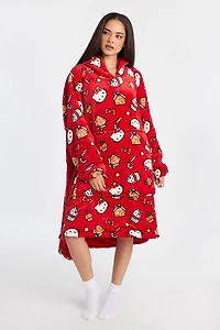 Hello Kitty Candy Cane Oversized Blanket Hoodie - Red / O/S