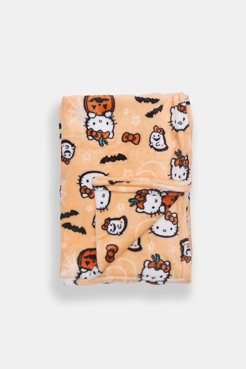 Hello Kitty Halloween Plush Blanket - Peach / O/S