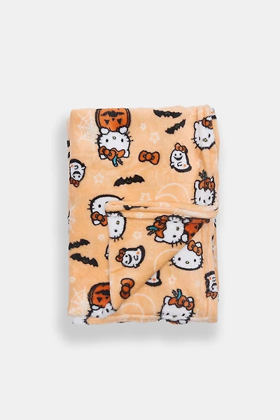 Hello Kitty Halloween Plush Blanket - Peach / O/S