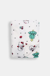 Hello Kitty Christmas Tree Plush Blanket - Cream / O/S