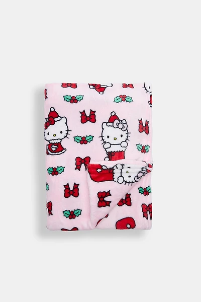 Hello Kitty Christmas Plush Blanket - Light Pink / O/S