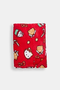 Hello Kitty Candy Cane Plush Blanket - Red / O/S