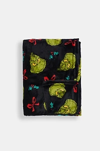 The Grinch Bow Plush Blanket - Black / O/S