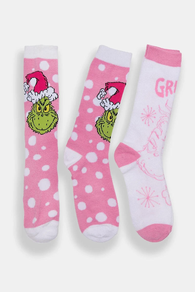The Grinch 2-Pack Cozy Pink Crew Socks - Pink / O/S