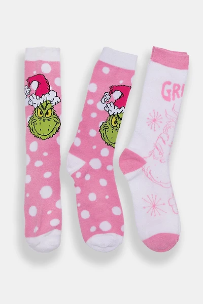 The Grinch 2-Pack Cozy Pink Crew Socks - Pink / O/S