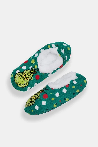 The Grinch Graphic Slipper Socks - Green / O/S
