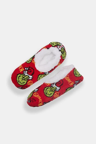 The Grinch Printed Slipper Socks - Red / O/S