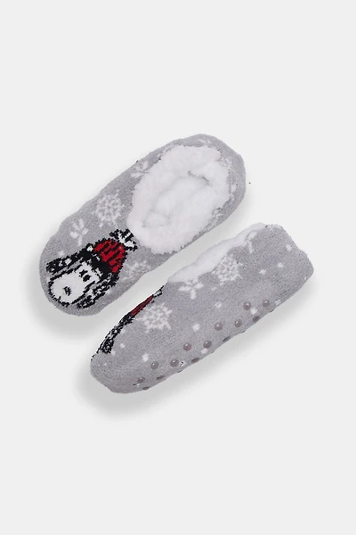 Snoopy Graphic Slipper Socks - Charcoal / O/S