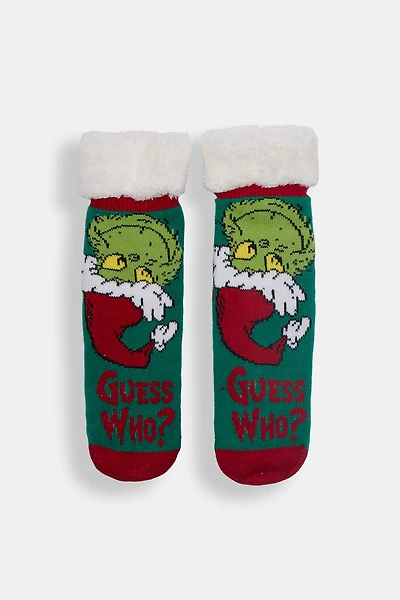 The Grinch Guess Who? Graphic Reading Socks - Green / O/S