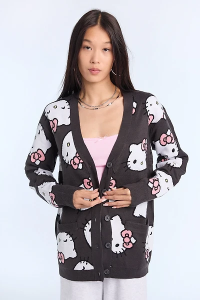 Hello Kitty Cardigan - Charcoal /