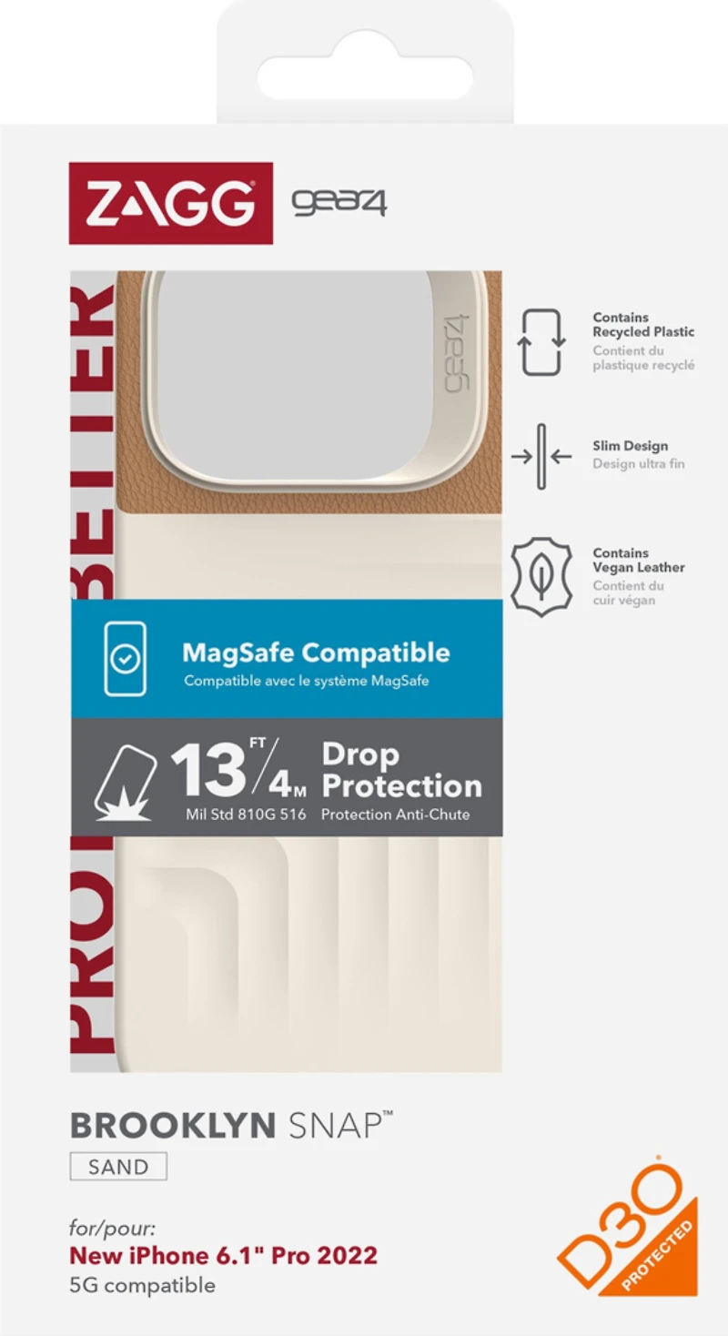 GEAR4 - iPhone 14 Pro Gear4 D3O Brooklyn Snap Case - Sand