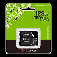 Kingston 128GB microSDXC Canvas Select Plus Gen3 150MB/s A1 Card + Adapter transparent