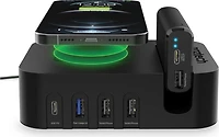 Naztech station de chargement Ultimate à prise murale et à port USB-C dotée de l'AFC et intégrant la technologie Qi de 65 W avec chargeur portatif de 4 000 mAh