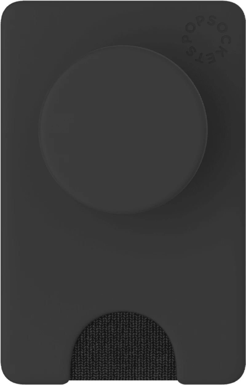 PopWallet+ Card Holder with Swappable Device Stand and Grip Topper - Black