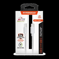 Câble tressé de recharge et de synchronisation USB-C vers USB-C HyperGear de 4 pi (120 cm) – blanc