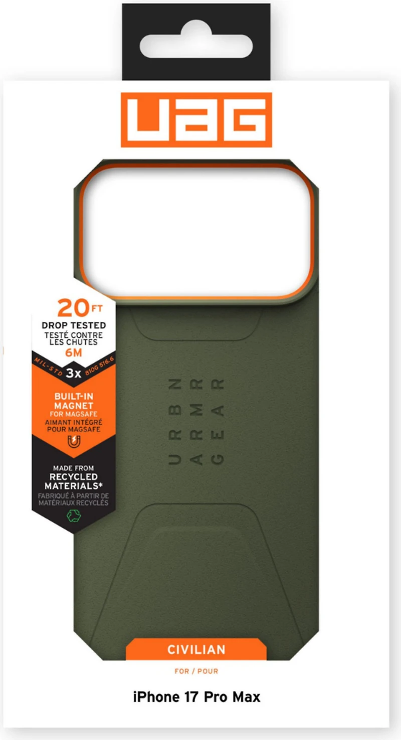 Urban Armor Gear (UAG) - Civilian MagSafe Case for Apple iPhone 17 Pro Max - Olive and Orange