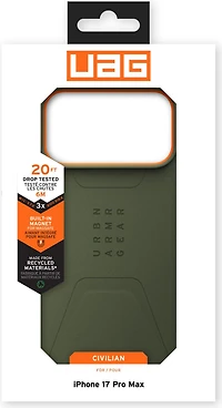 Urban Armor Gear (UAG) - Civilian MagSafe Case for Apple iPhone 17 Pro Max - Olive and Orange